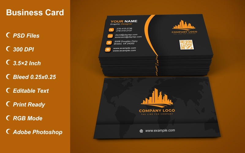 Visiting Card - Business Card - E-card Template with Customizable Designs - 416 Corporate Identity