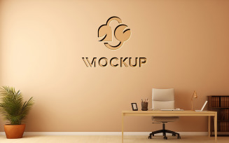 Brown wall logo mockup psd