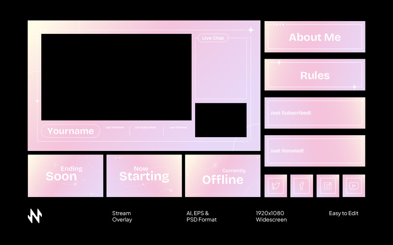 Creative Gradient Stream Overlay Social Media