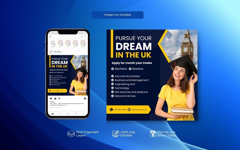 Creative PSD Template for Study Abroad Campaigns Social Media