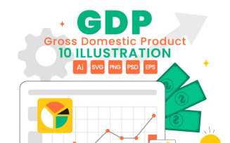 10 GDP or Gross Domestic Product Illustration