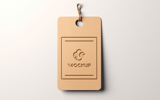 Luxury brown tag mockup with debossed effect