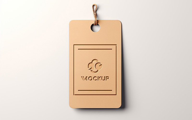 Luxury brown tag mockup with debossed effect Product Mockup