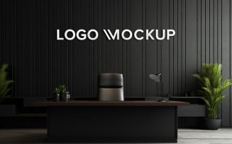 Manager room black wall mockup psd