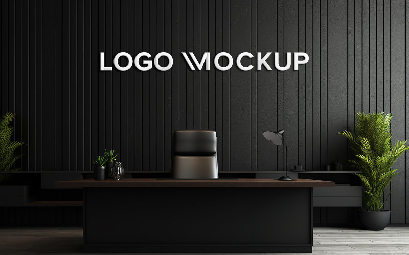 Manager room black wall mockup psd Product Mockup