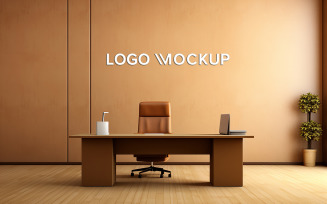 Manager room wall logo mockup psd