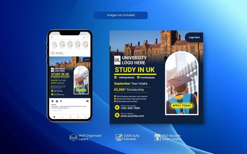 Minimal Creative PSD Template for Study Abroad Campaigns Social Media