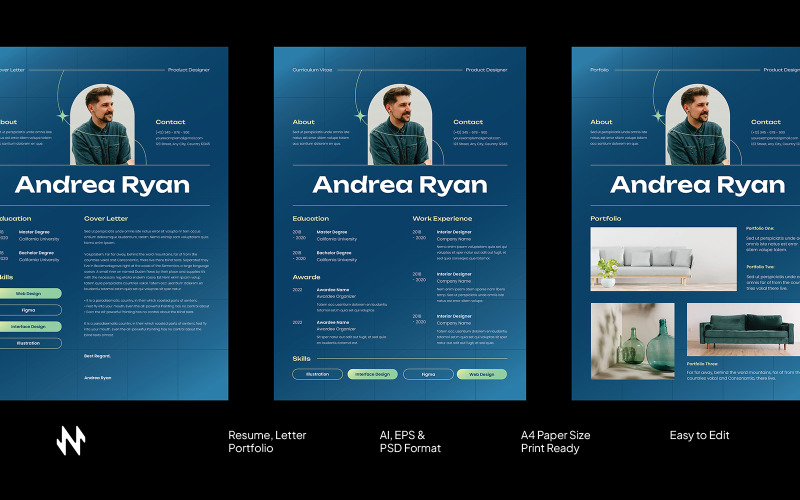 Modern Gradient CV Resume Pack Resume Template