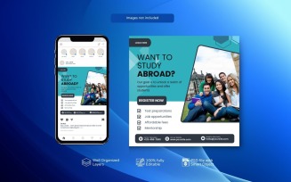 Modern PSD Template for Study Abroad Education Posts Green