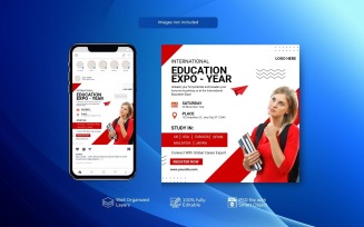 Red Eye-Catching PSD Template for Study Abroad Promotions