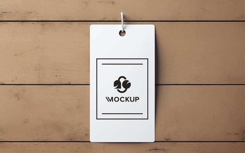 White tag mockup with brown background Product Mockup