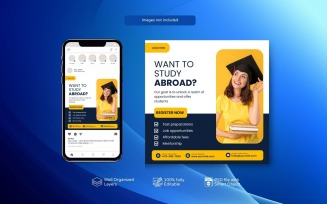 Yellow Modern PSD Template for Study Abroad Education Posts