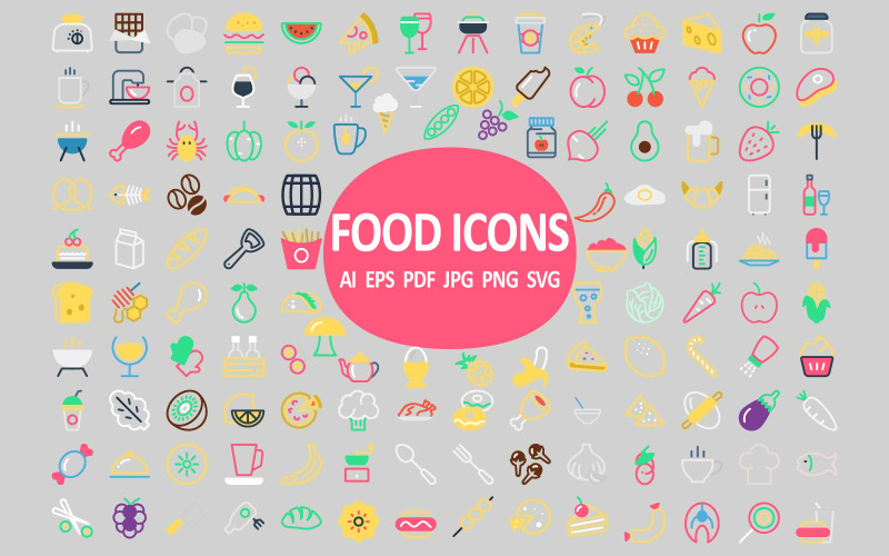 Food Vector Icons Collection for Creative Projects Icon Set