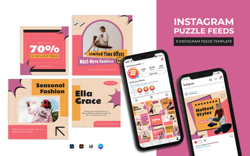 Fashion Instagram Puzzle Template Social Media