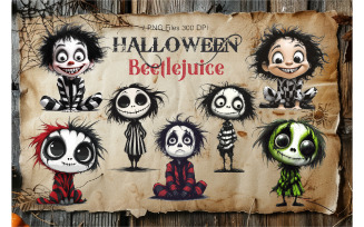 Halloween cartoon Beetlejuice. TShirt Sticker.