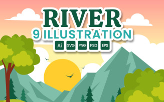 9 River Landscape Illustration