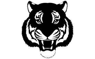 A tiger face silhouette vector art with white background