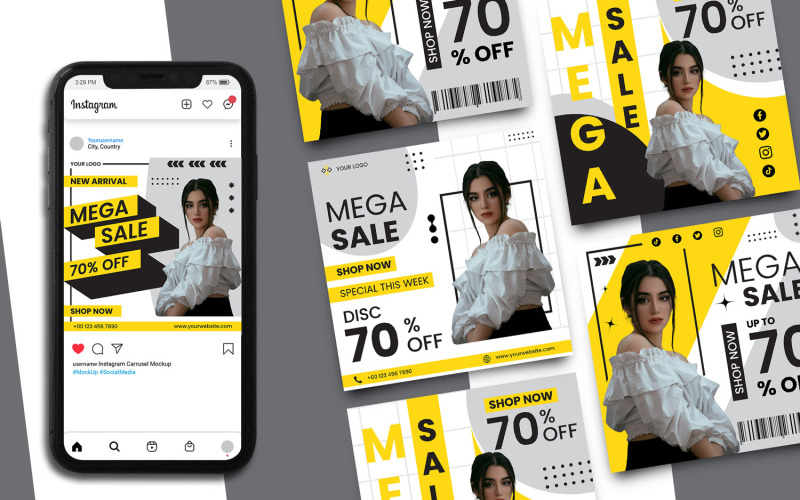 Mega Sale Instagram Post Template Social Media