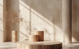 Wooden Podium for Product Presentation Boho Style 27