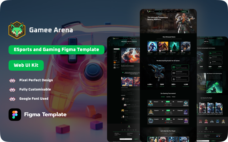 Gamee Arena | eSports and Gaming Figma Template UI Element