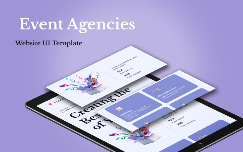 Prime Moments — Event Agencies Minimalistic Website UI Template UI Element