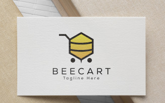 Bee Cart Logo Design - Online Shopping Logo Design - E-Commerce Logo Design