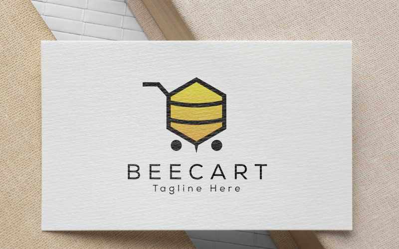 Bee Cart Logo Design - Online Shopping Logo Design - E-Commerce Logo Design Logo Template