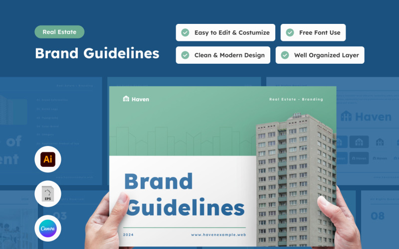 Haven - Real Estate Brand Guideline Template Magazine Template