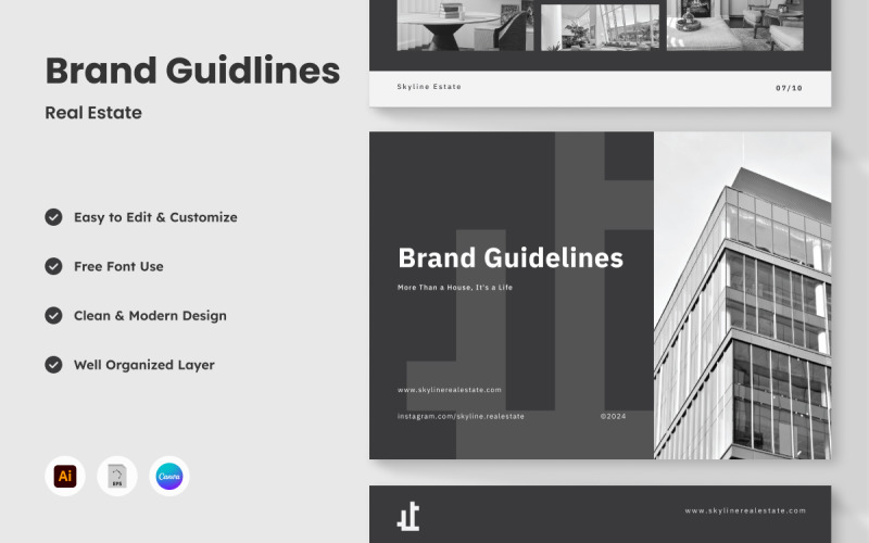 Skyline - Real Estate Brand Guideline Template Magazine Template