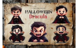 Cute cartoon Dracula. TShirt Sticker.