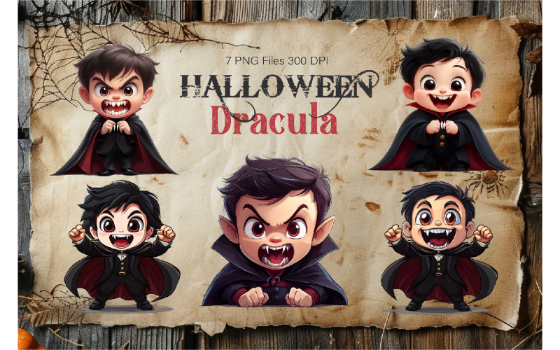 Cute cartoon Dracula. TShirt Sticker. Illustration