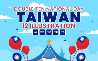 12 Double Ten Taiwan National Day Illustration