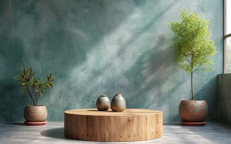 Wooden Podium for Product Presentation Boho Style 191