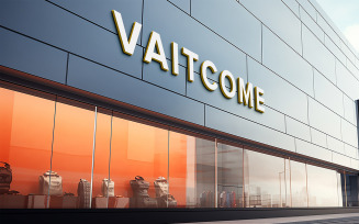 Store sign facade view logo mockup