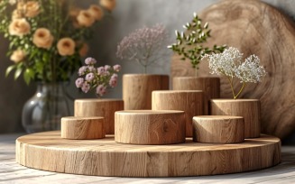 Wooden Podium for Product Presentation Boho Style 228