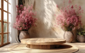 Wooden Podium for Product Presentation Boho Style 237