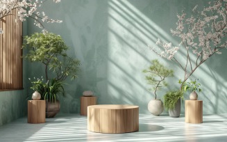 Wooden Podium for Product Presentation Boho Style 242