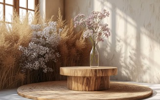 Wooden Podium for Product Presentation Boho Style 249