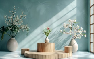 Wooden Podium for Product Presentation Boho Style 267