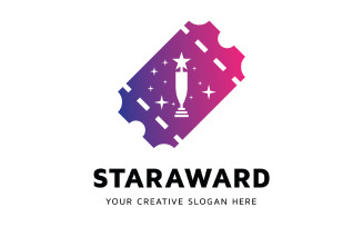 Star Award Ticket Logo Design Template