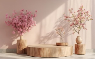 Wooden Podium for Product Presentation Boho Style 321