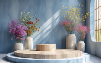 Wooden Podium for Product Presentation Boho Style 330