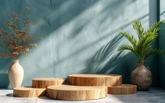 Wooden Podium for Product Presentation Boho Style 342