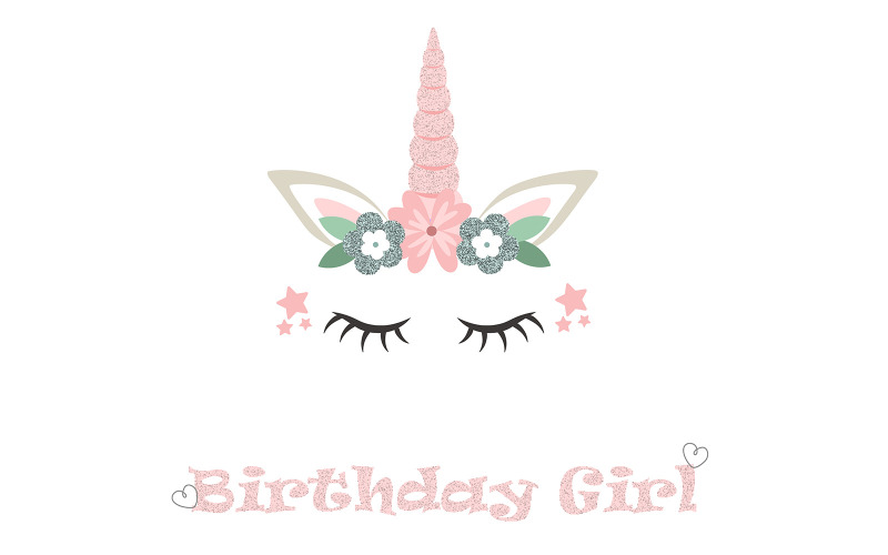 Birthday Girl Unicorn Vector Vector Graphic