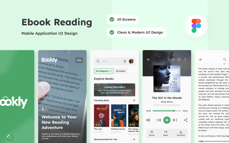 Bookly - Ebook Reading Mobile App UI Element