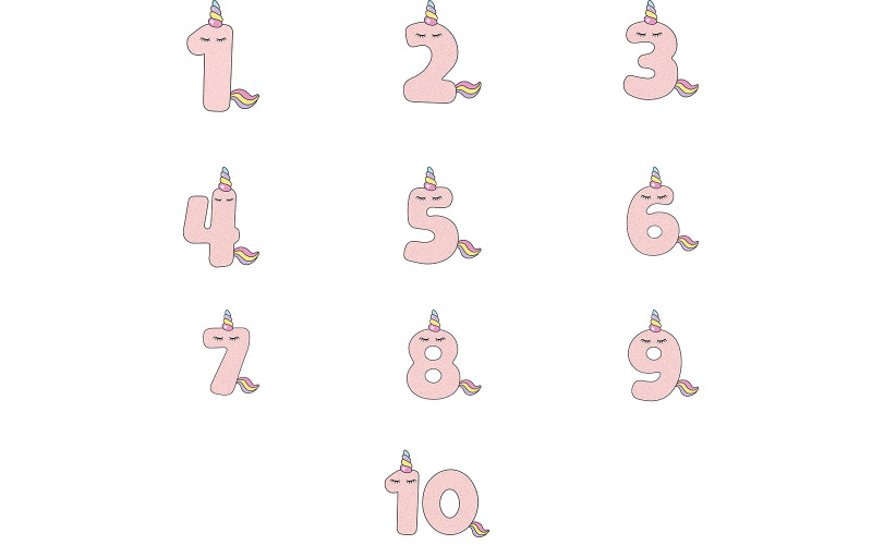 Bundle of Unicorn Numbers vectors Vector Graphic