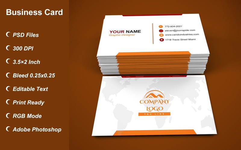 Business Card Template - E-card Template with Customizable Designs - 441 Corporate Identity