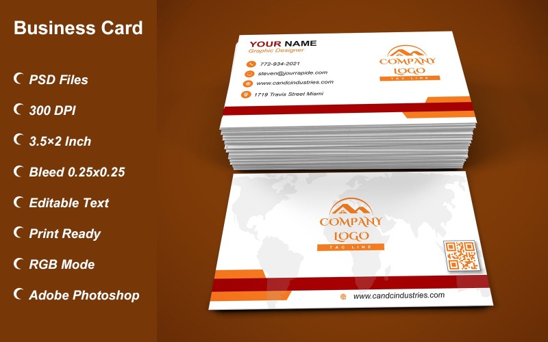 Business Card Template - E-card Template with Customizable Designs - 443 Corporate Identity