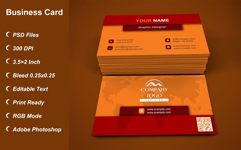 Business Card Template - E-card Template with Customizable Designs - 445 Corporate Identity