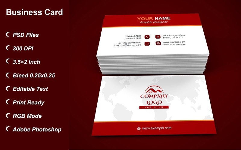 Business Card Template - E-card Template with Customizable Designs - 446 Corporate Identity